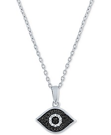 Black & White Diamond Accent Evil Eye Pendant Necklace in Sterling Silver, 16" + 2" extender