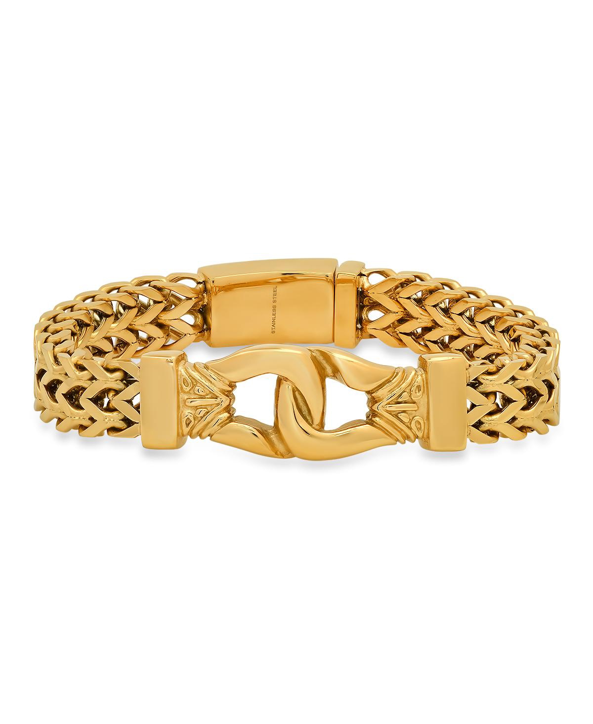 Double Row Wheat Chain Accent Buckle Bracelet - Yellow