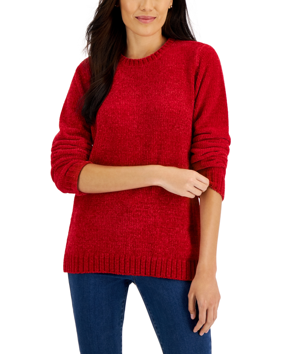 Karen Scott Women's Basic Chenille Sweater, Created for Macy's