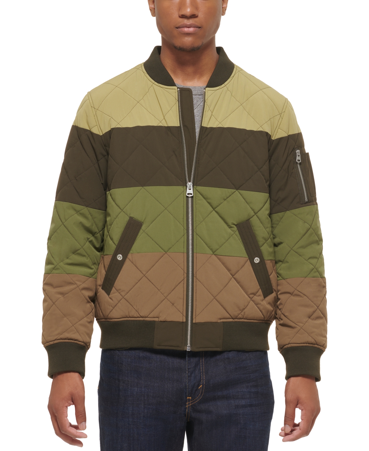 Levi's Men's Quilted Fashion Bomber Jacket - Olive/brown Combo
