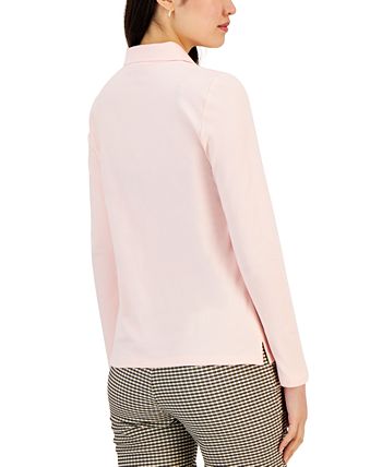 Tommy Hilfiger Women's Logo Long-Sleeve Polo Shirt & Reviews - Tops ...
