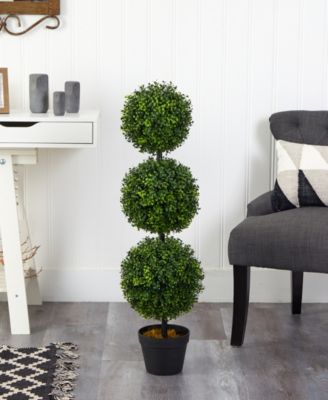3' Boxwood Triple Ball Topiary Artificial Tree Indoor/Outdoor
