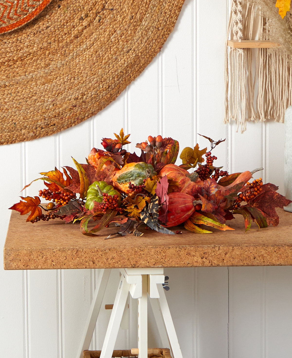 Nearly Natural Harvest Centerpiece In Orange