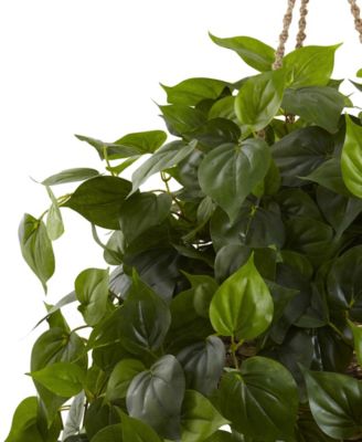 Philodendron UV-Resistant Indoor/Outdoor Artificial Plant Hanging Basket 