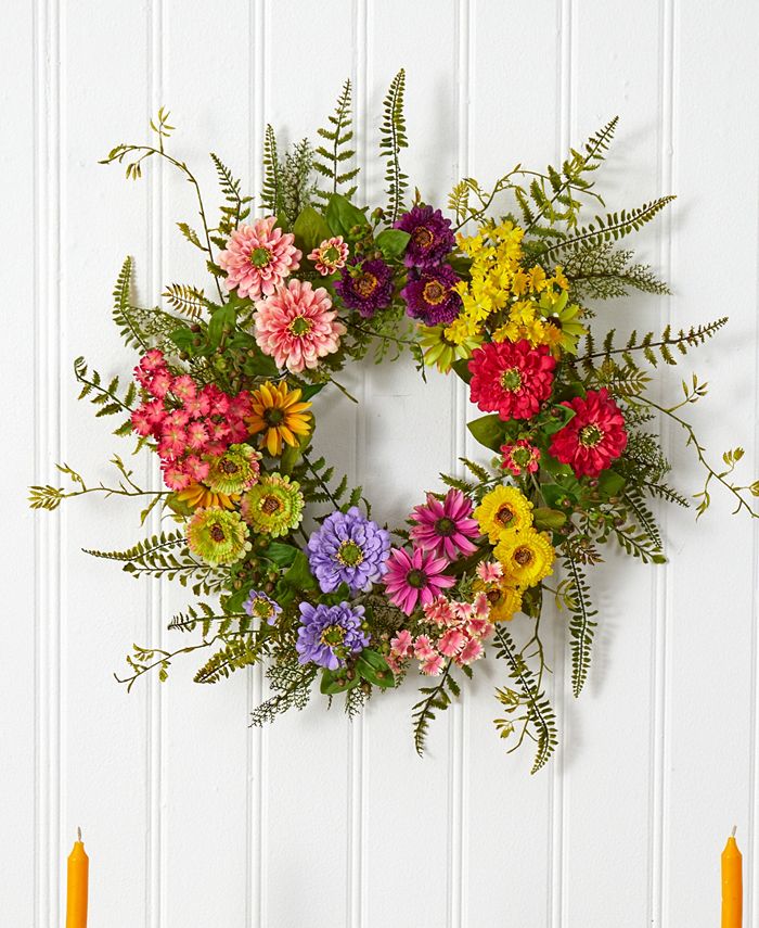 Nearly Natural - Mixed Flower Wreath