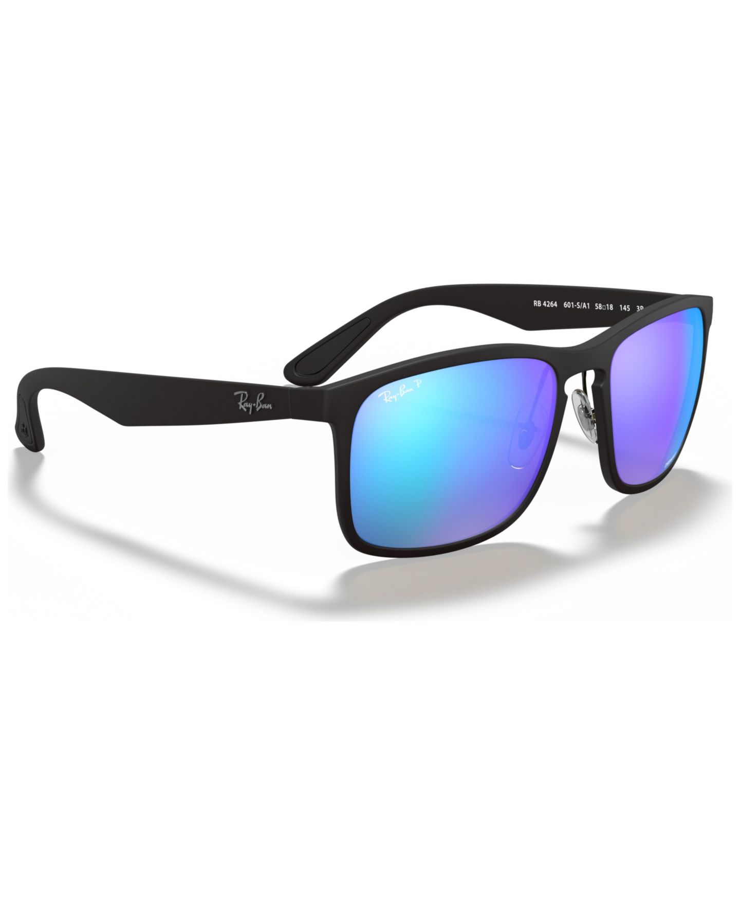Женские солнцезащитные очки Ray-Ban Polarized Sunglasses, RB4264 Chromance, цвет: Чёрный матовый / Синий — фото 4