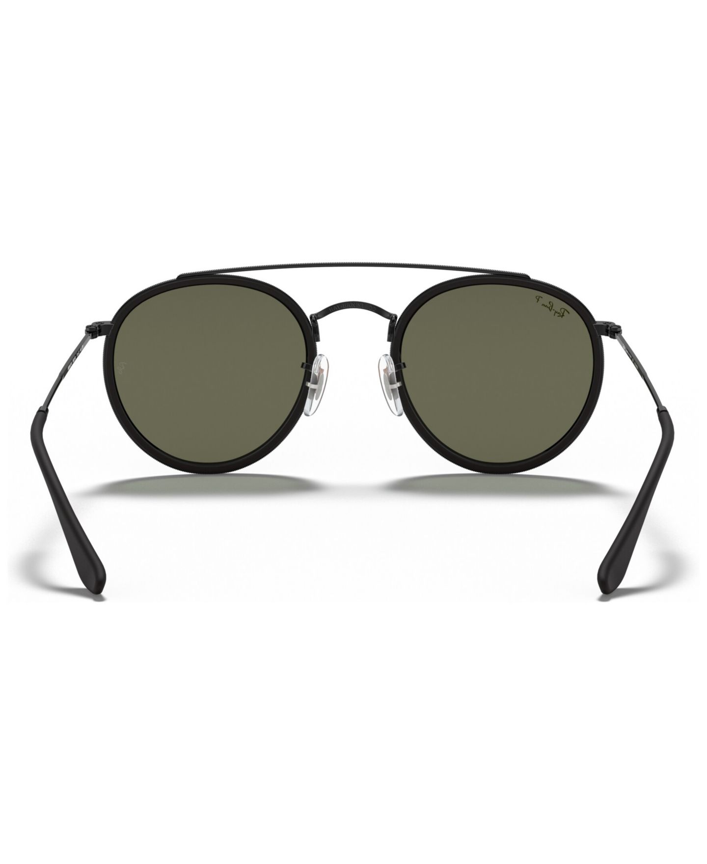 Женские солнцезащитные очки Ray-Ban Polarized Sunglasses, RB3647N Round Double Bridge, цвет: Чёрный / Зелёный — фото 4