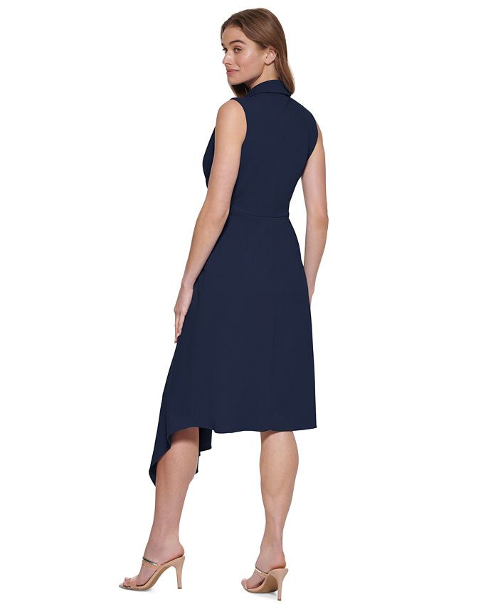 Tie Dye Key Hole Asymmetrical Hem Midi Dress