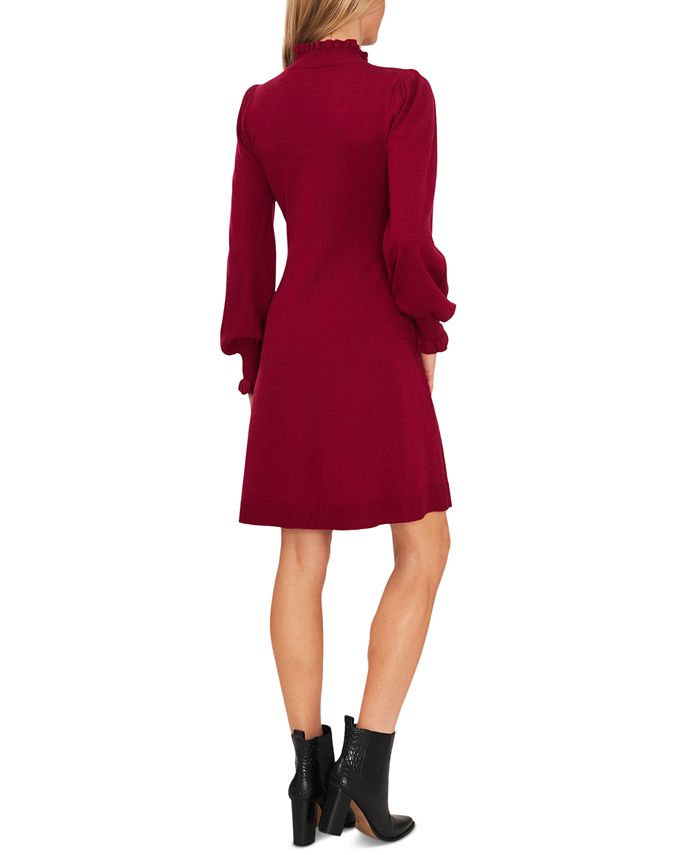 CeCe Women's Long Sleeve Smock Cuff Mock Neck Sweater Dress - Macy's