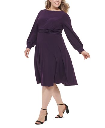 Jessica Howard Plus Size Ruched-Waist Midi Dress - Macy's