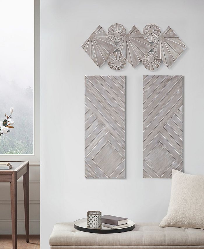 Madison Park Ash Carved Wood Wall Decor Set, 3 Piece & Reviews - All ...