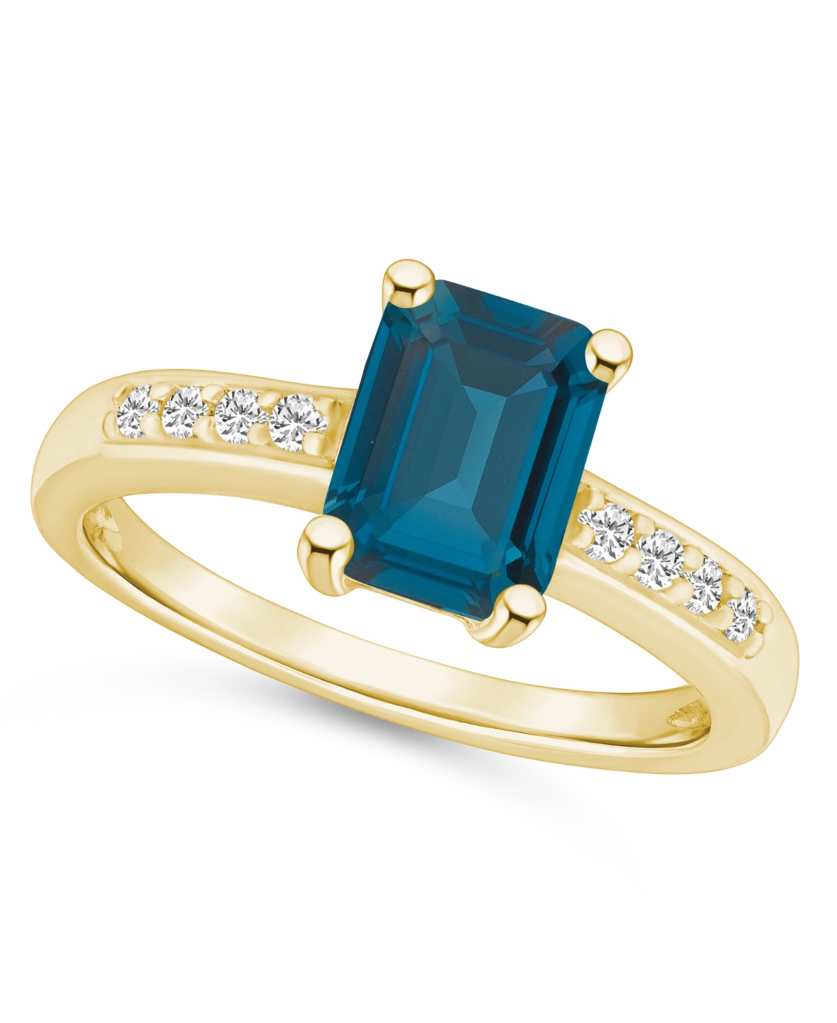 Macy's London Blue Topaz (2 Ct .t.w.) And Diamond (1/8 Ct .t.w.) Ring In 14k Yellow Gold