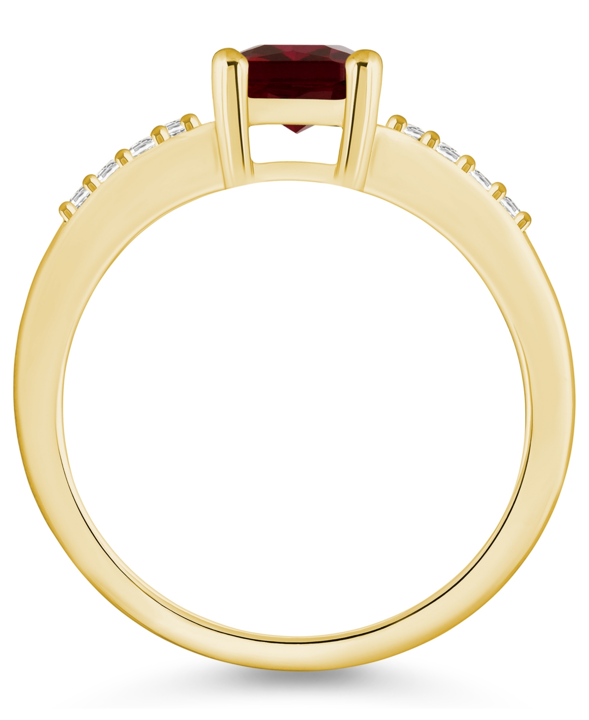 Garnet (2 ct .t.w.) and Diamond (1/8 ct .t.w.) Ring in 14K Yellow- Gold