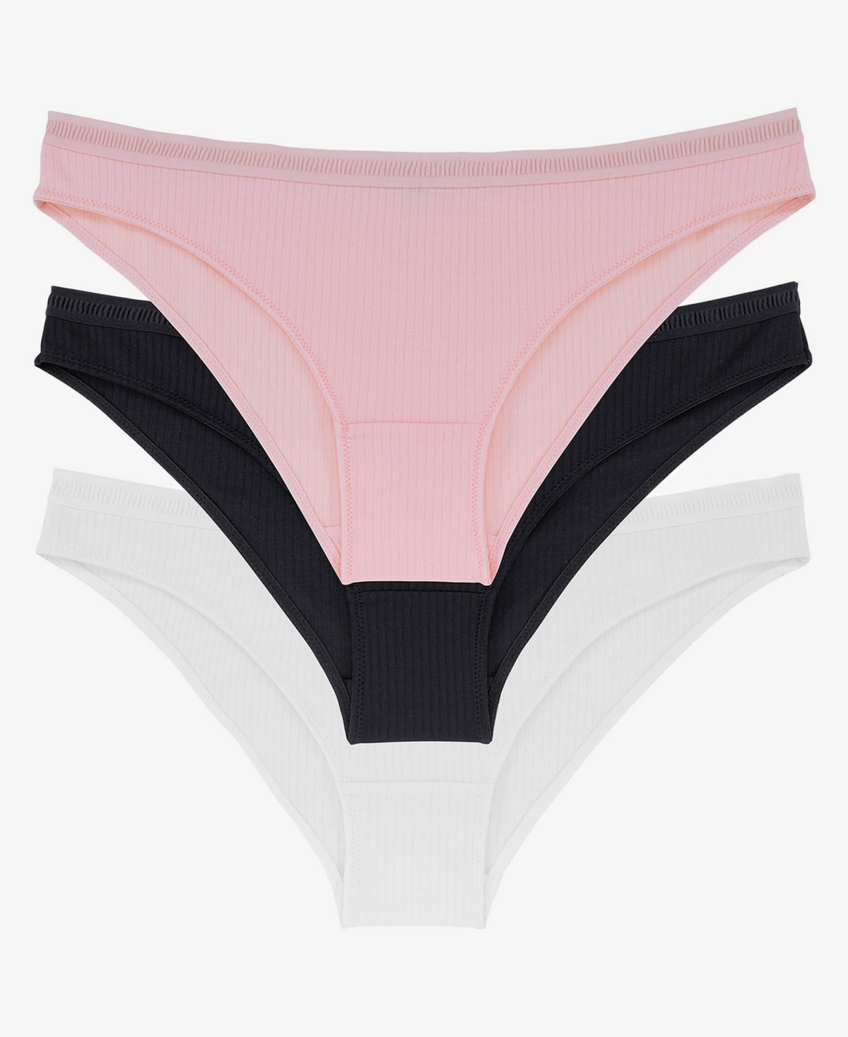 Women's Tiffany Bikini Panty Set, 3 Piece - Pink, Black, White