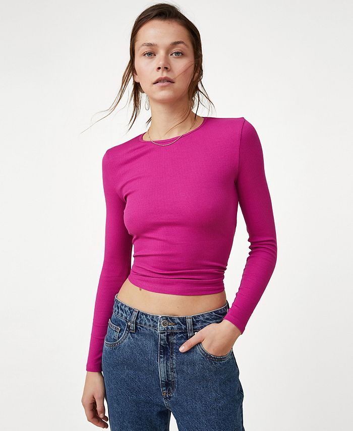 COTTON ON Women's The One Rib Crew Long Sleeve Top Macy's