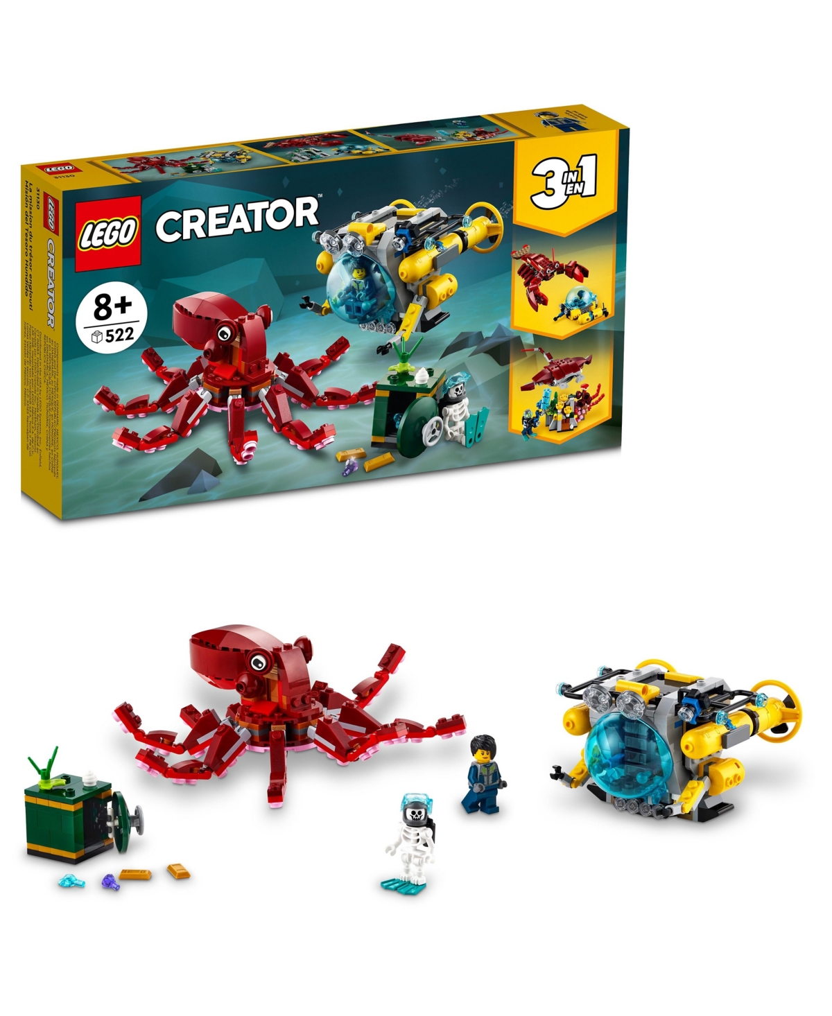 Lego Creator 3 In1 Sunken Treasure Mission 31130 Building Kit In Multicolor