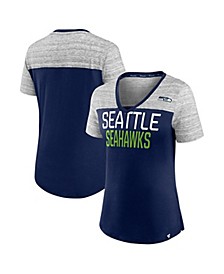 Women's Branded College Navy and Heathered Gray Seattle Seahawks Close Quarters V-Neck T-shirt