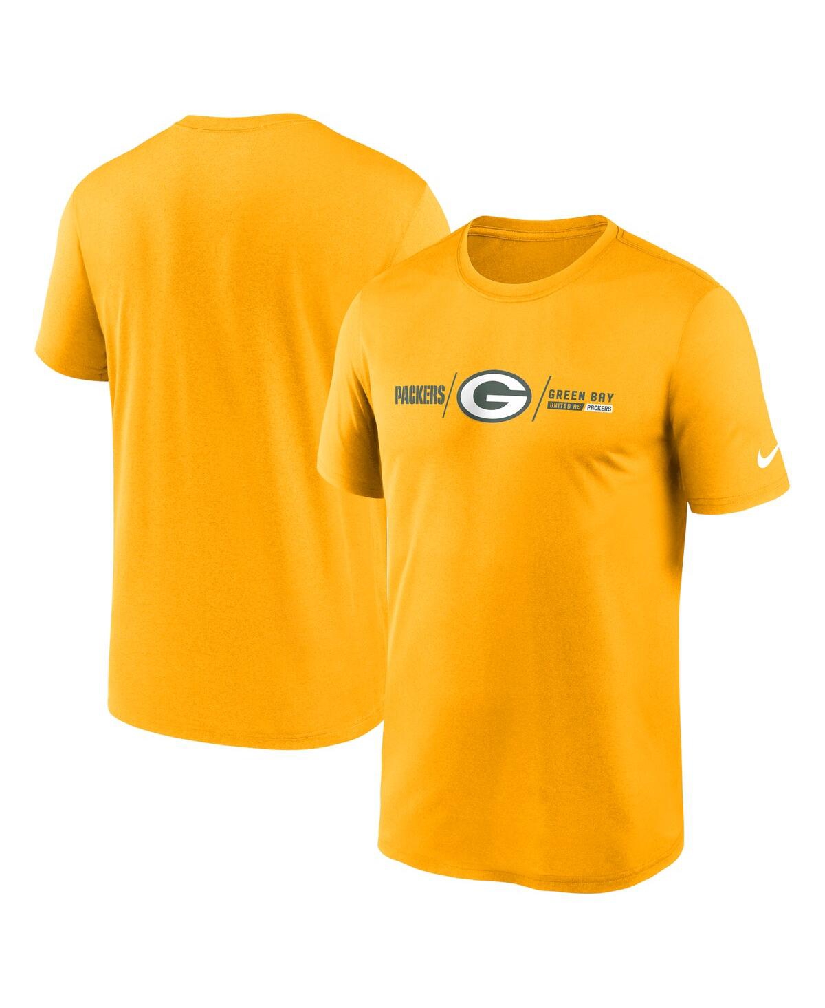 Shop Nike Men's  Gold Green Bay Packers Horizontal Lockup Legend T-shirt