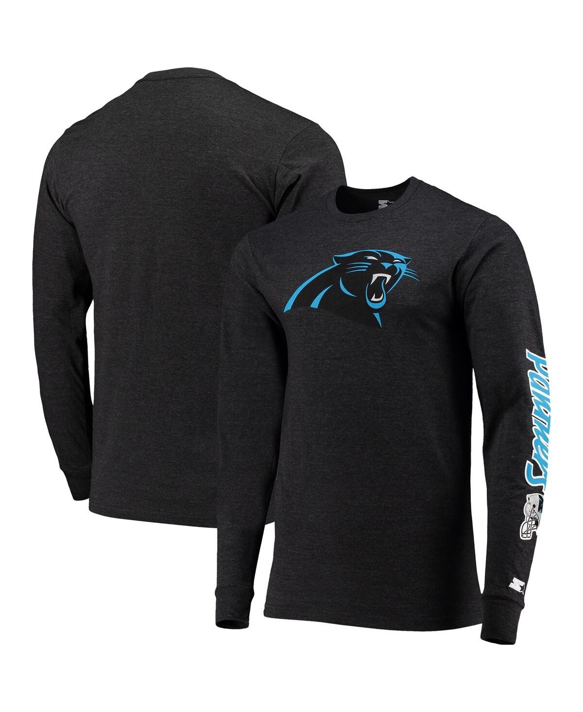 Shop Starter Men's  Heathered Black Carolina Panthers Halftime Long Sleeve T-shirt