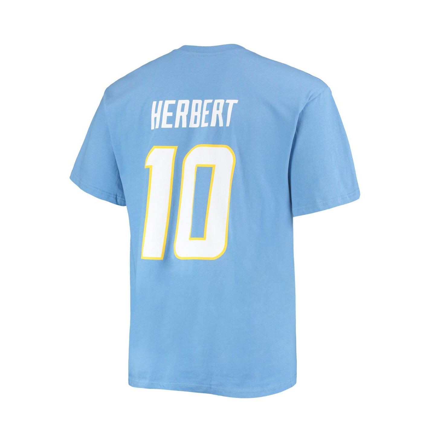 Мужская футболка Fanatics Justin Herbert Powder Blue Los Angeles Chargers Big and Tall Player Name and Number — фото 4