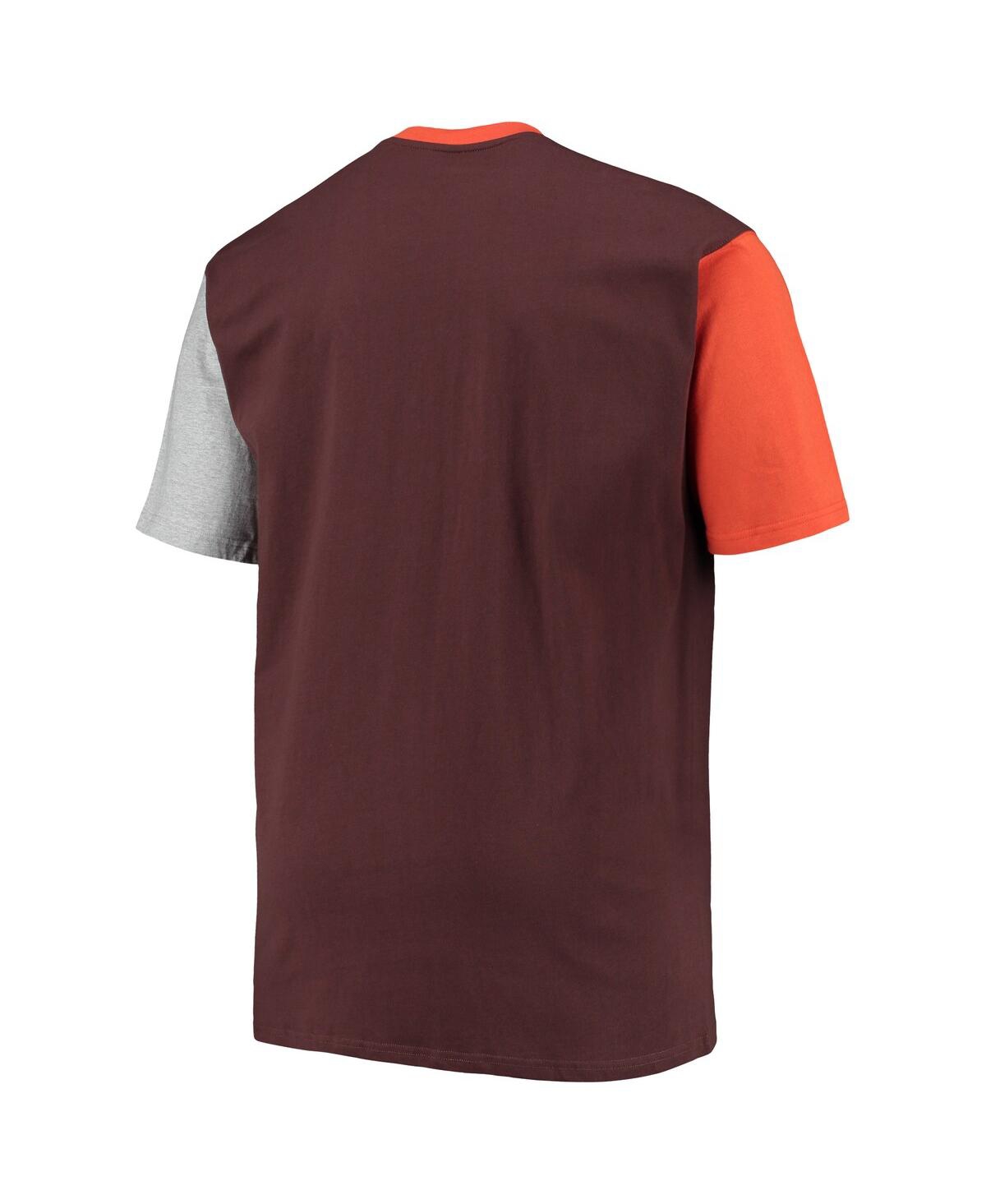 Shop Profile Men's Brown, Orange Cleveland Browns Big And Tall Colorblocked T-shirt In Brown,orange