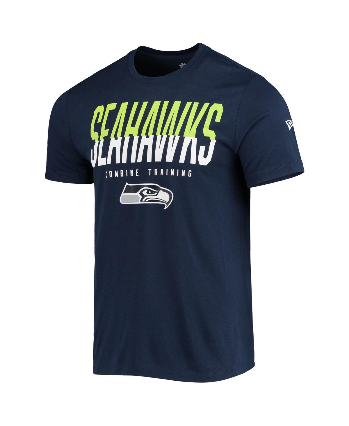 NEW ERA MEN'S NEW ERA COLLEGE NAVY SEATTLE SEAHAWKS COMBINE AUTHENTIC BIG STAGE T-SHIRT 