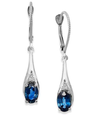 gold earrings sapphire diamond 14k macy accent drop ct