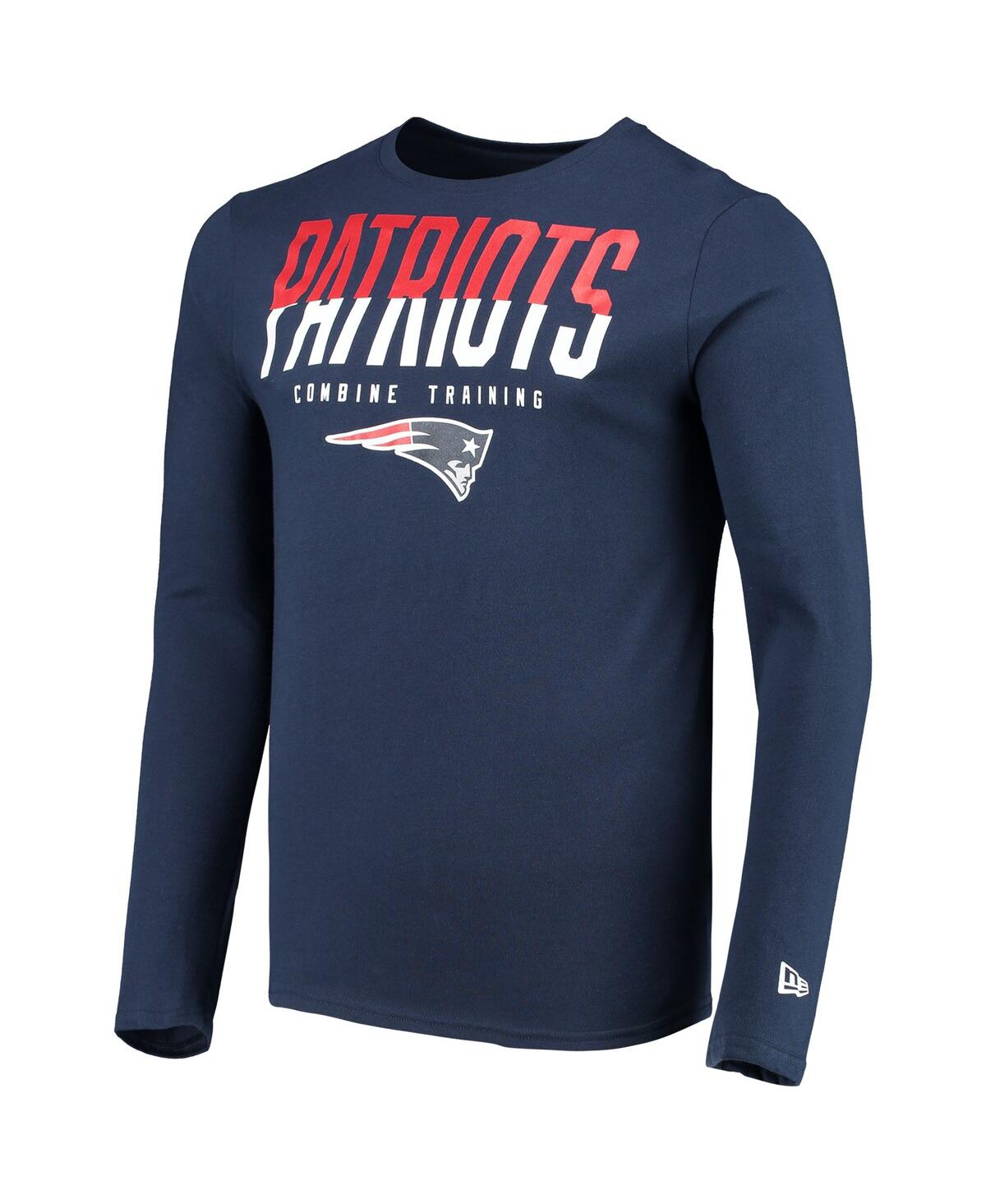Shop New Era Men's  Navy New England Patriots Combine Authentic Split Line Long Sleeve T-shirt