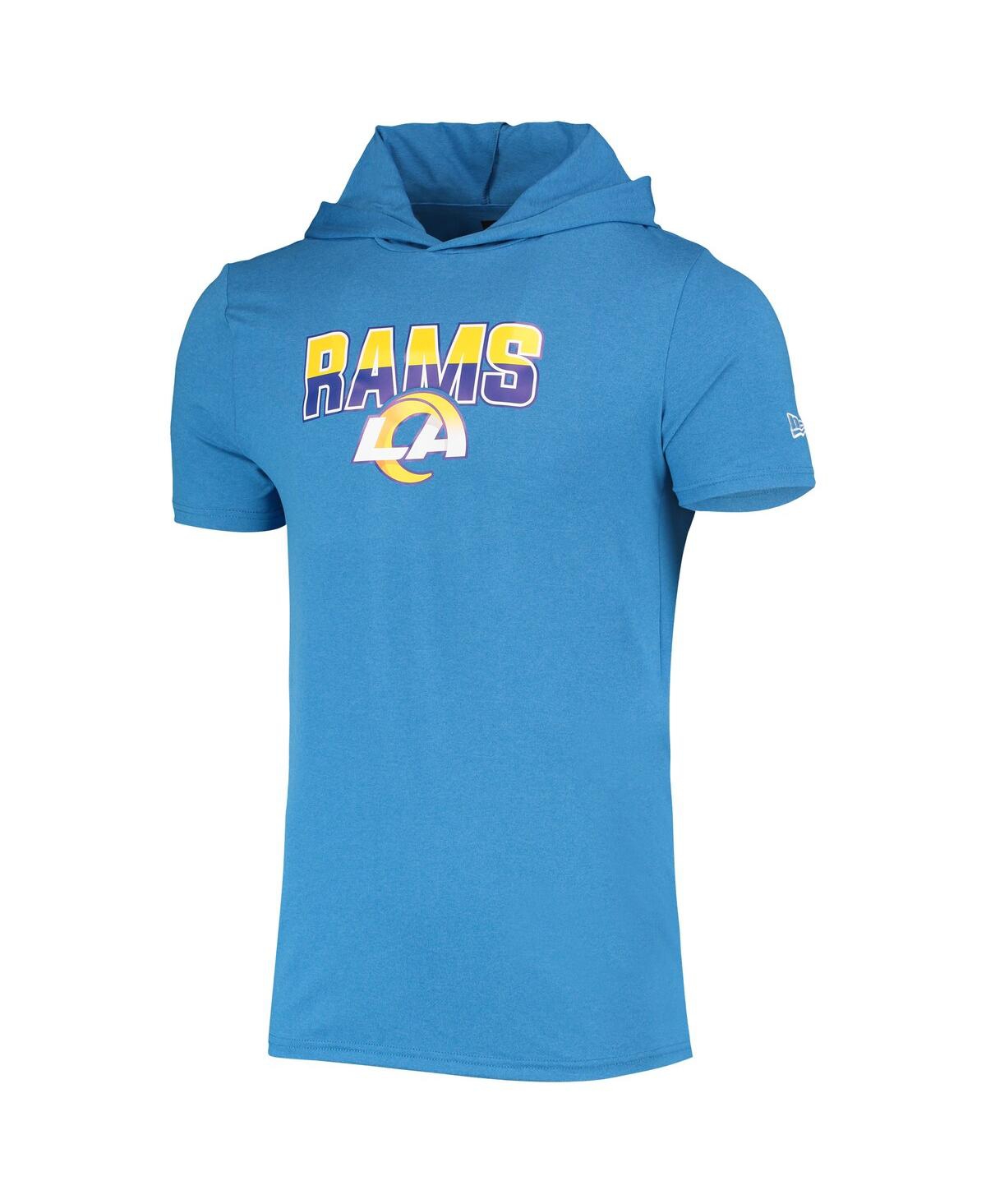 Shop New Era Men's  Heathered Blue Los Angeles Rams Team Brushed Hoodie T-shirt