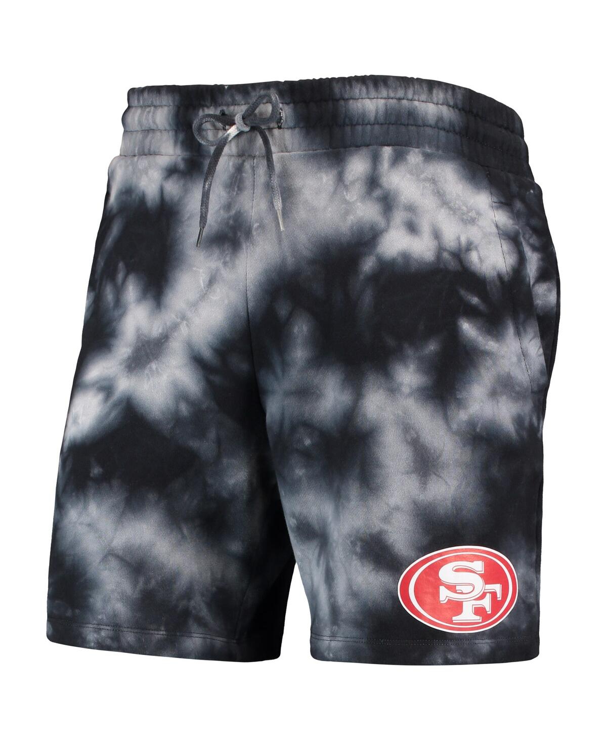 NEW ERA MEN'S NEW ERA BLACK SAN FRANCISCO 49ERS TIE-DYE SHORTS 