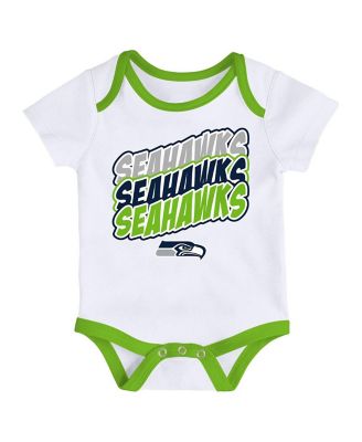 Newborn and Infant Boys and Girls Neon Green, White Seattle Seahawks Monterey Tie-Dye 2-Pack Bodysuit Set