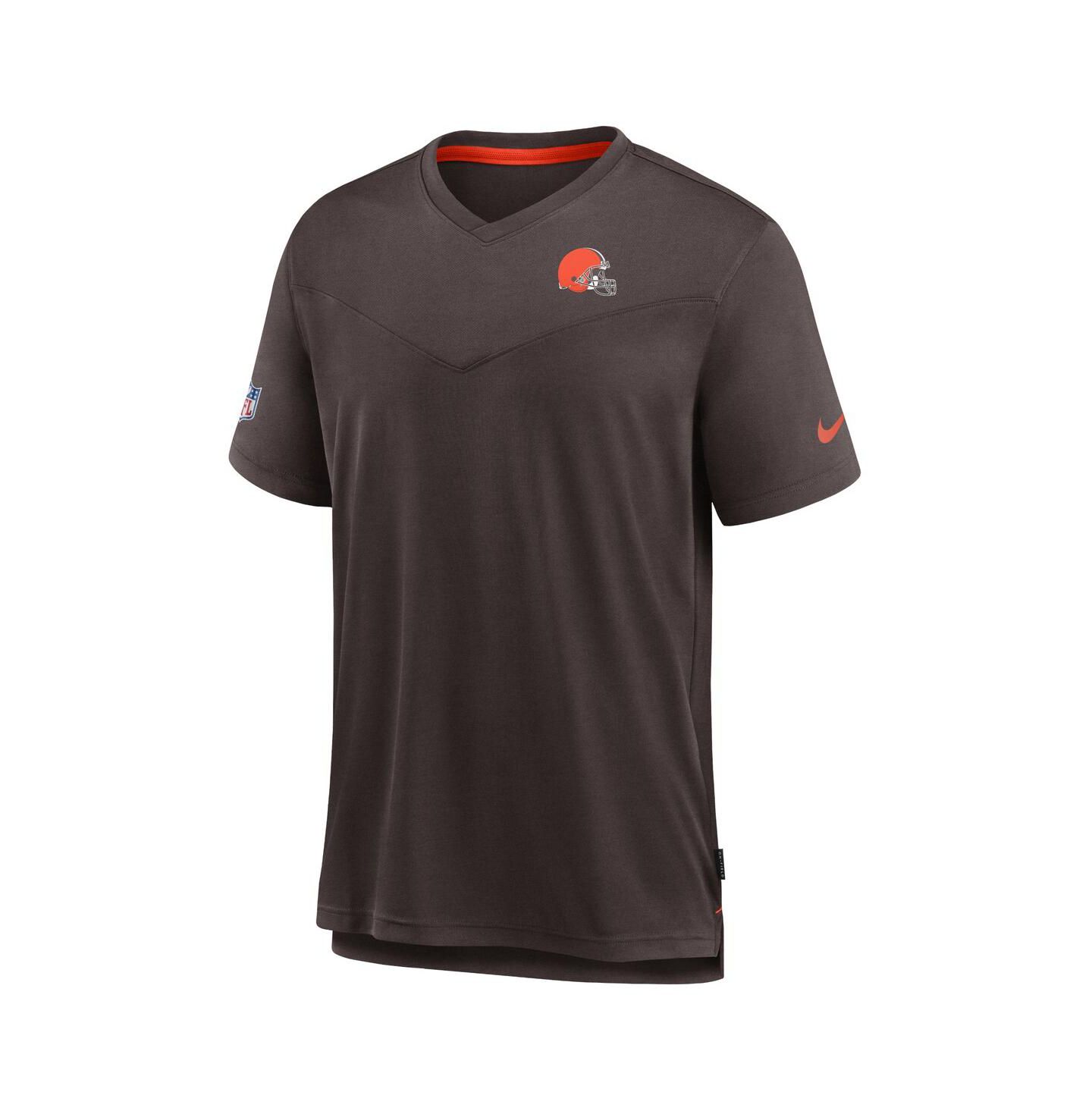 Мужская футболка Nike Brown Cleveland Browns 2022 Sideline Coach Chevron Lock Up Performance V-Neck — фото 3