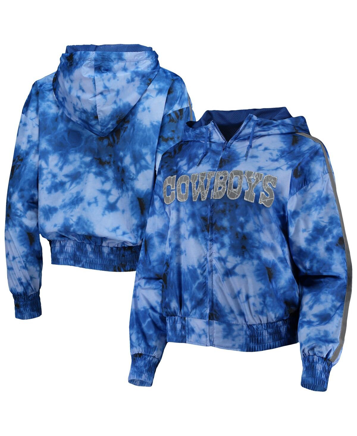 Shop Mitchell & Ness Women's  Navy Dallas Cowboys Galaxy Full-zip Windbreaker Hoodie Jacket