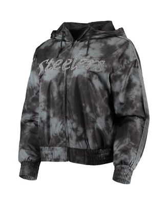 Women's Black Pittsburgh Steelers Galaxy Full-Zip Windbreaker Hoodie Jacket