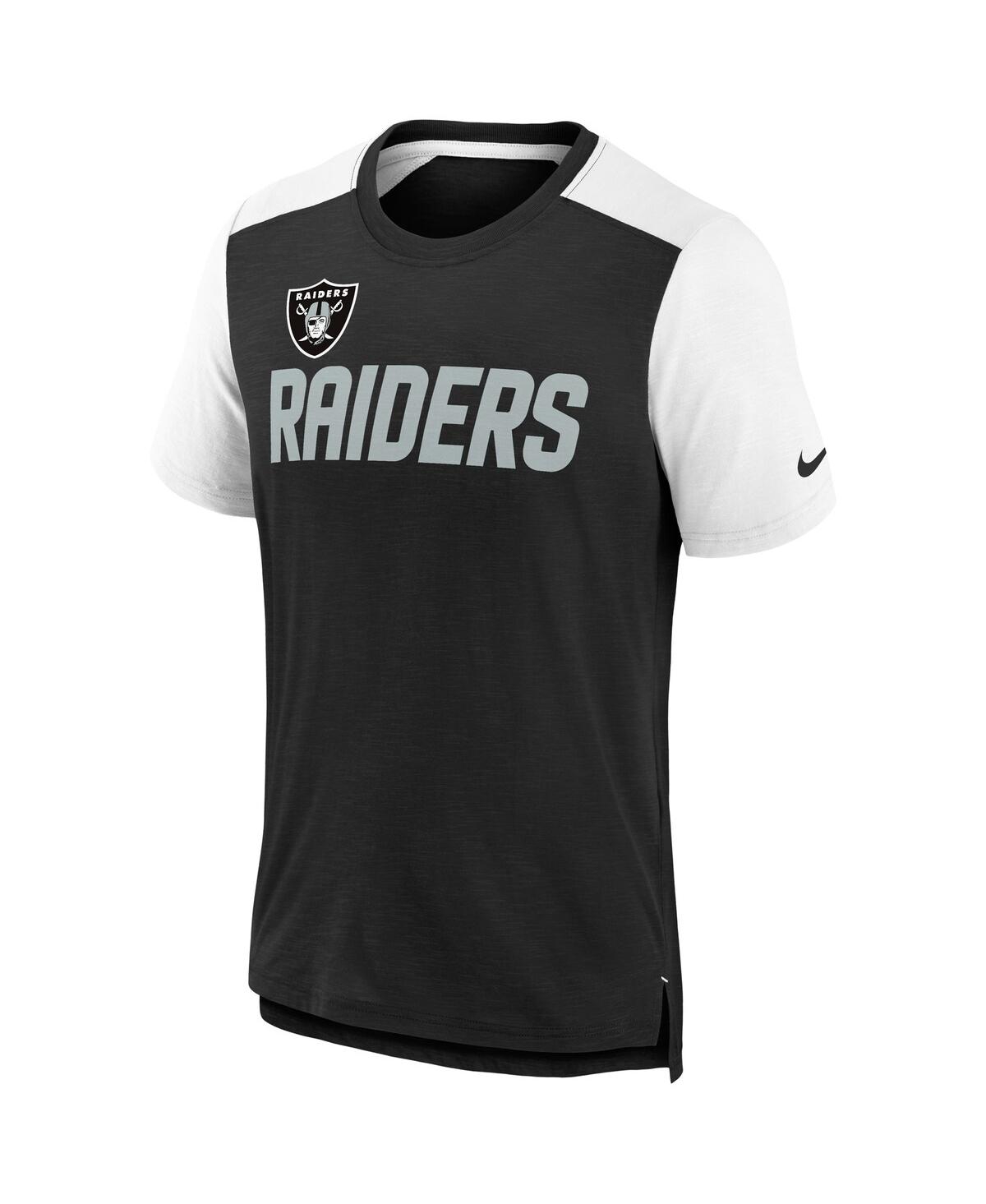 Shop Nike Big Boys  Heathered Black, White Las Vegas Raiders Colorblock Team Name T-shirt In Heathered Black,white