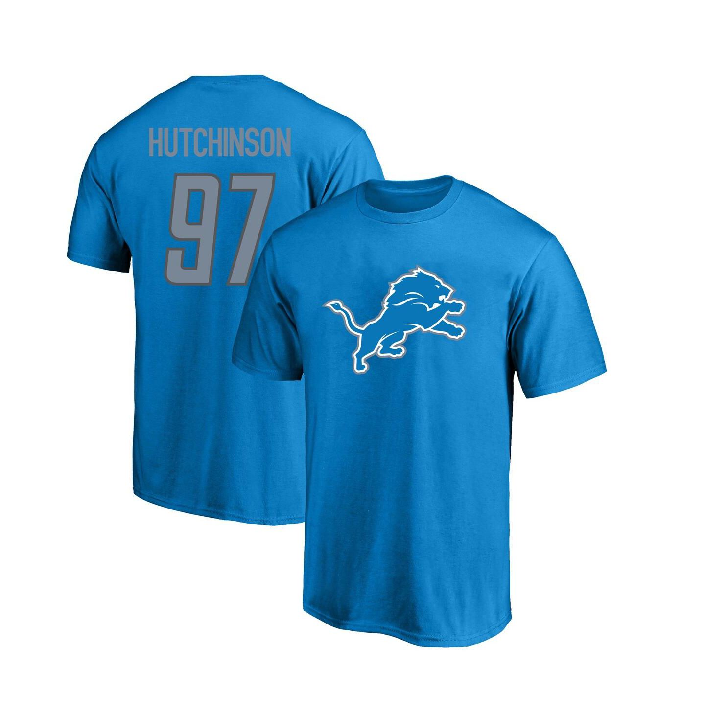 Мужская футболка Fanatics Aidan Hutchinson Blue Detroit Lions Big and Tall Player Name and Number — фото 1