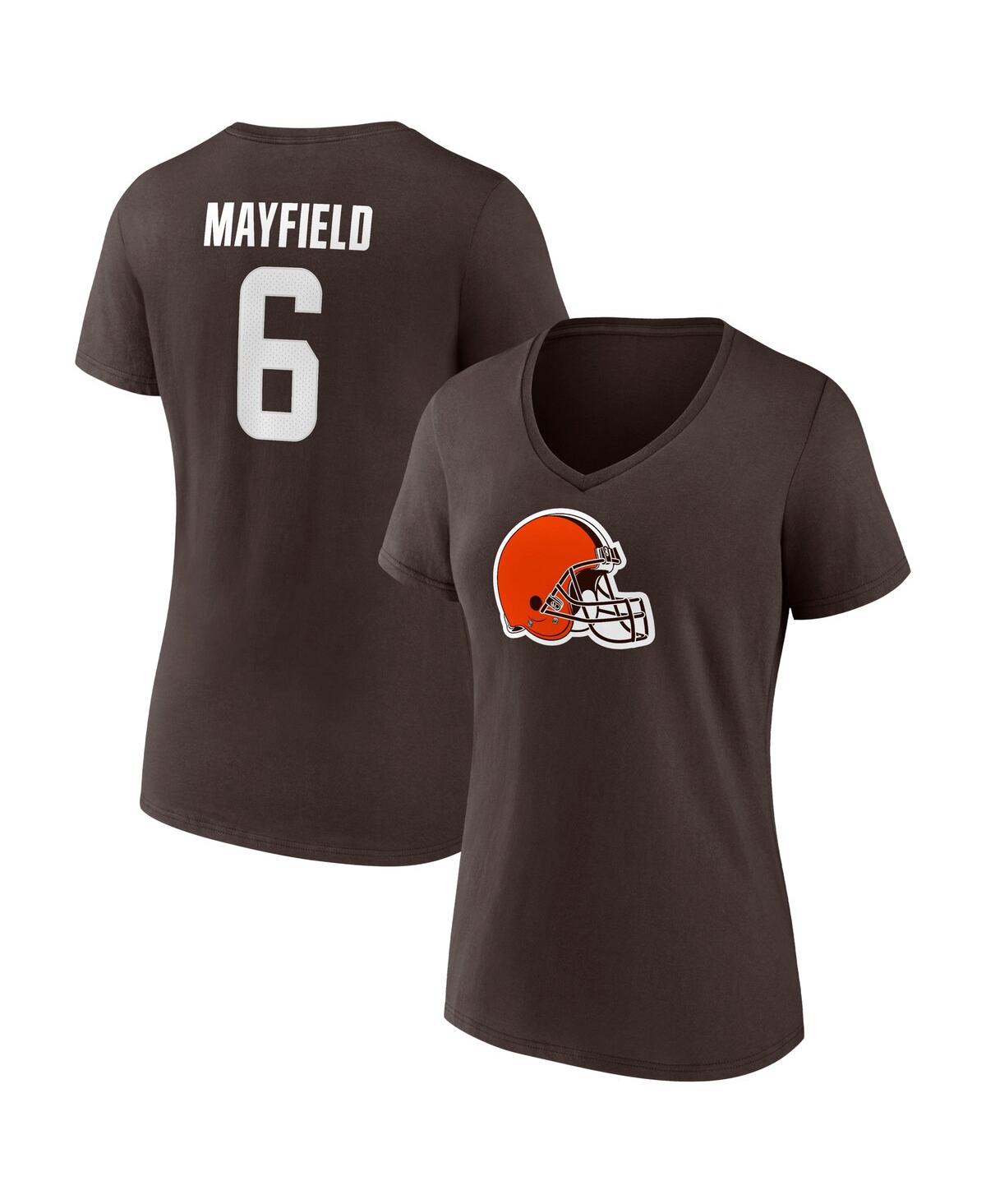 Fanatics Women's  Baker Mayfield Brown Cleveland Browns Player Icon Name And Number V-neck T-shirt In Brown