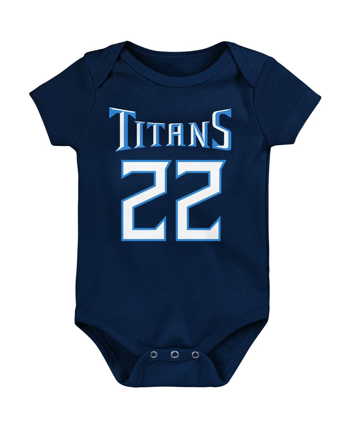 Outerstuff Newborn Boys And Girls Derrick Henry Navy Tennessee Titans Mainline Player Name And Number Bodysuit In Navy