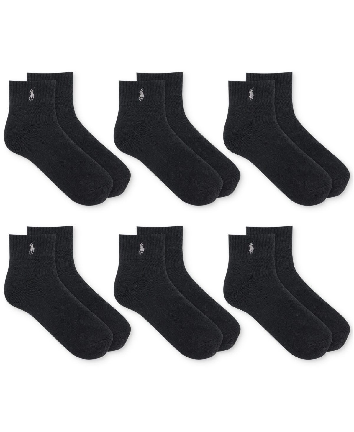 Polo Ralph Lauren Men's 6-pk. Performance Sport Quarter Socks In Black