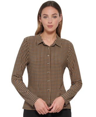 Tommy Hilfiger - Women's Houndstooth-Print Button-Front Top