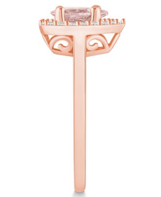 Morganite (3/4 ct. t.w.) and Diamond (1/5 ct. t.w.) Halo Ring in 14K Rose Gold