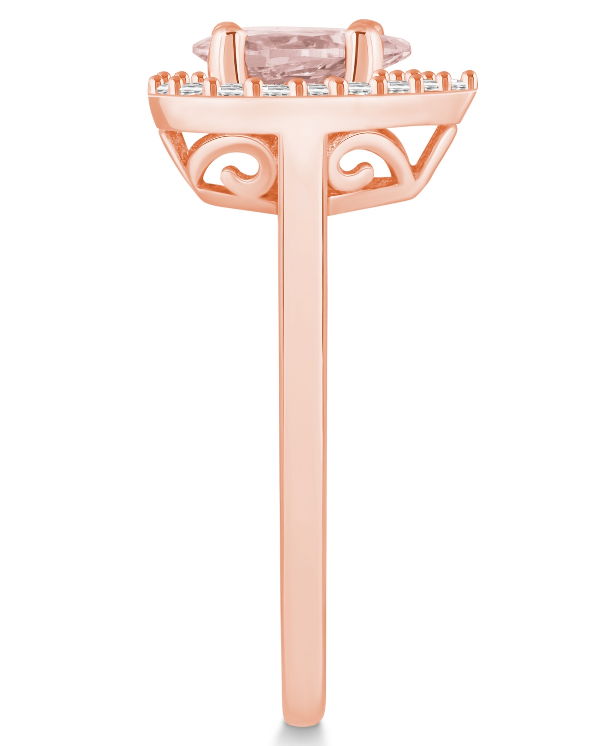 Macy's(3/4 ct. t.w.) and Diamond (1/5 ct. t.w.) Halo Ring in 14K Rose Gold - Morganite