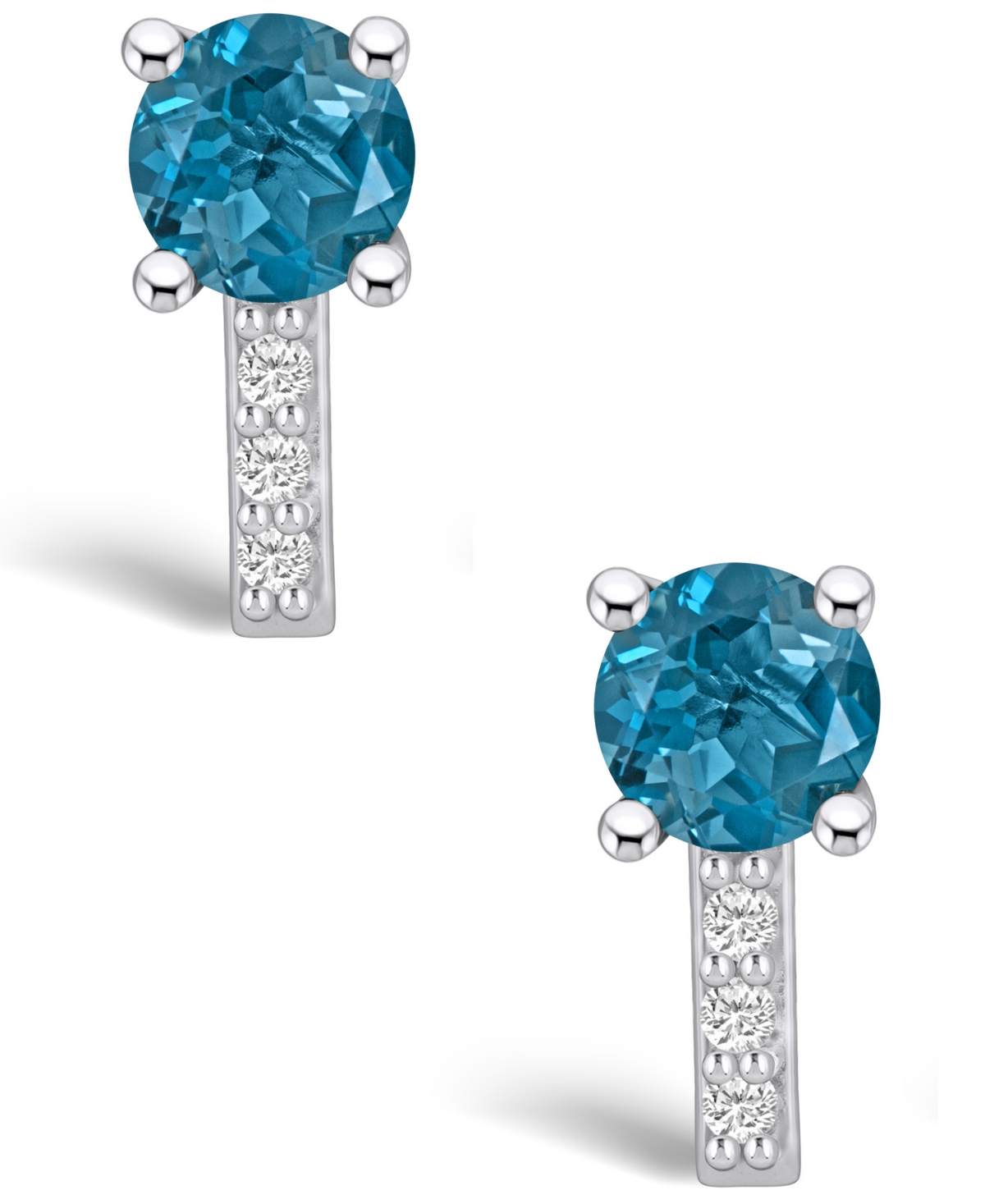 Macy's London Topaz (2-1/3 ct. t.w.) and Diamond (1/8 ct. t.w.) Stud Earrings in 14K White Gold