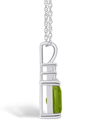 Peridot (1-3/4 Ct. T.W.) and Diamond (1/10 Ct. T.W.) Pendant Necklace in 14K White Gold