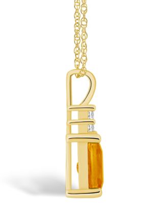Citrine (1-5/8 Ct. T.W.) and Diamond (1/10 Ct. T.W.) Pendant Necklace in 14K Yellow Gold