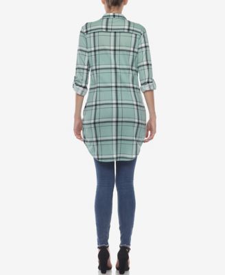 Women's Plaid Tunic Top Shirt
