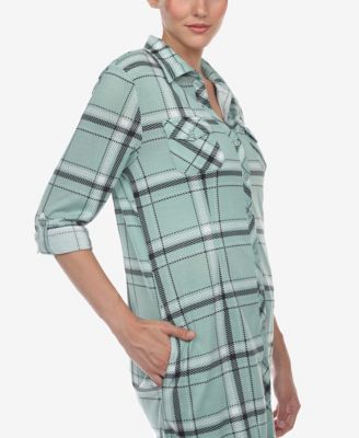Women's Plaid Tunic Top Shirt