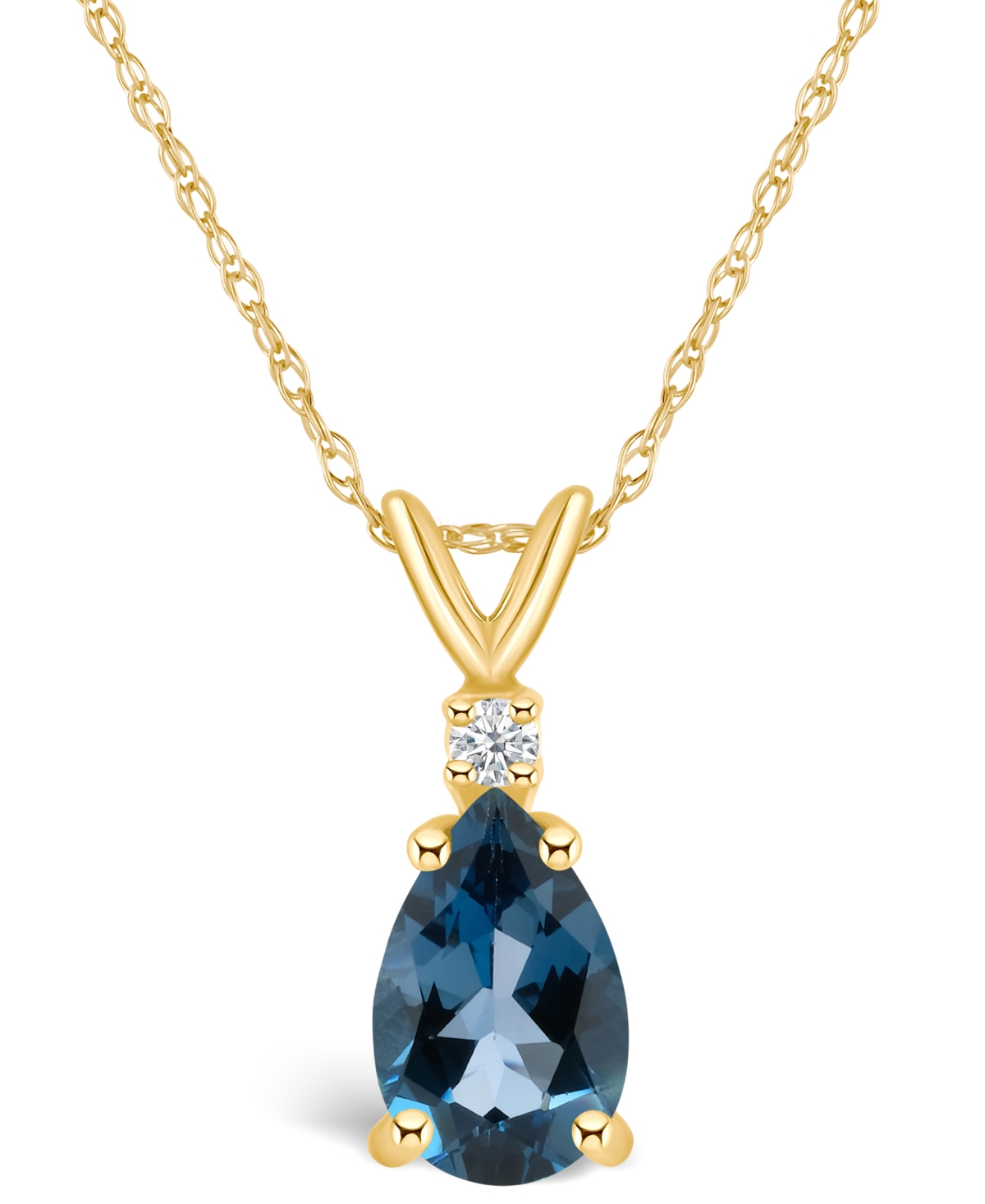 Macy's London Blue Topaz (1 Ct. T.w.) And Diamond Accent Pendant Necklace In 14k Yellow Gold Or 14k White G In Yellow