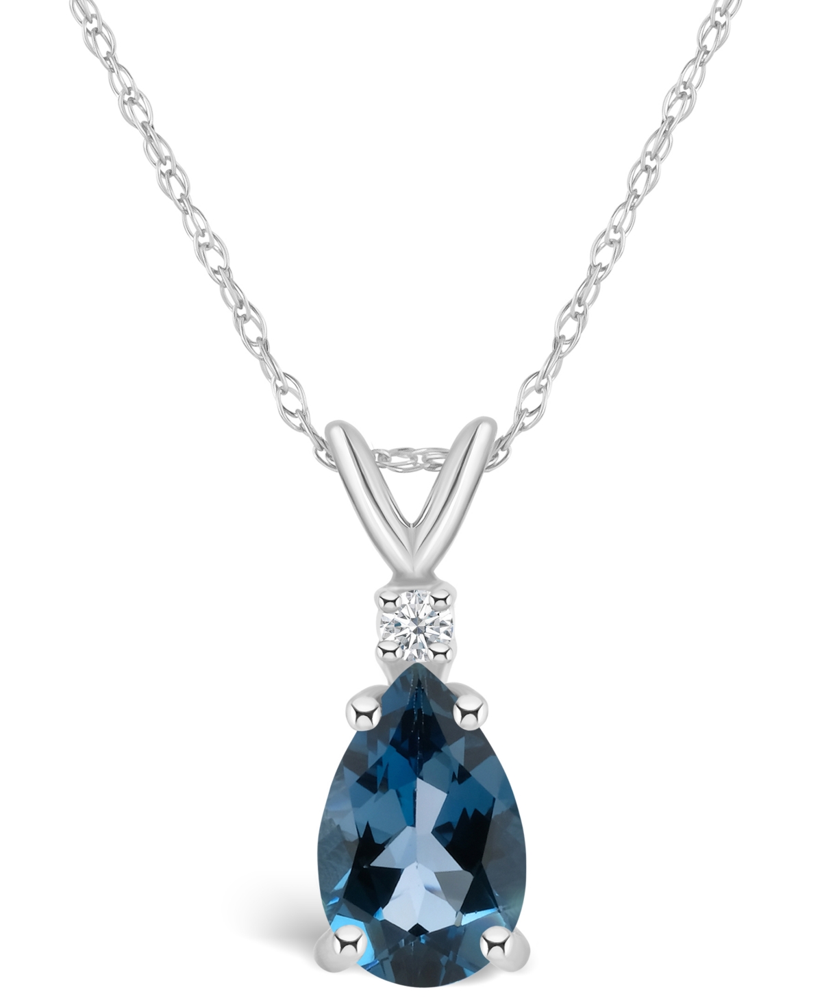 Macy's London Blue Topaz (1 Ct. T.w.) And Diamond Accent Pendant Necklace In 14k Yellow Gold Or 14k White G In White