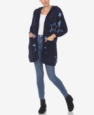 Women's Hooded Open Front Sherpa Cardigan